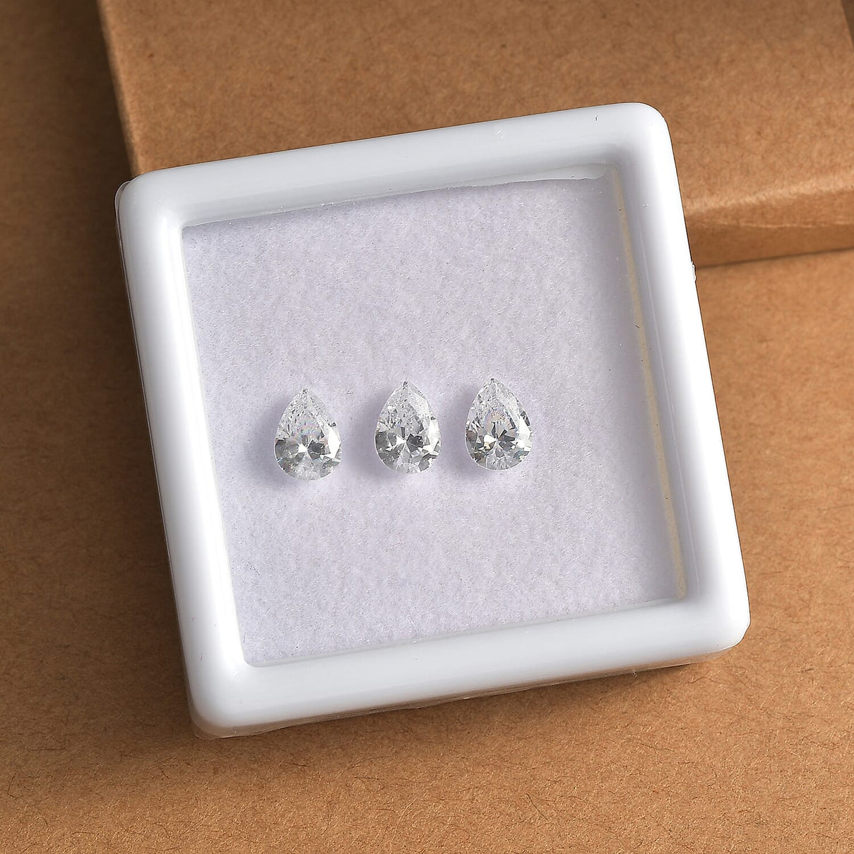 Set of 3 White Cubic Zirconia Loose Gemstones in Pear Shape 3.25 Ct. (7x5 mm) 8074677 1