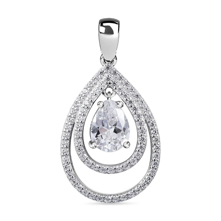 White Cubic Zirconia Tear-drop Pendant Sterling Silver 3.13 Ct 7303393 1