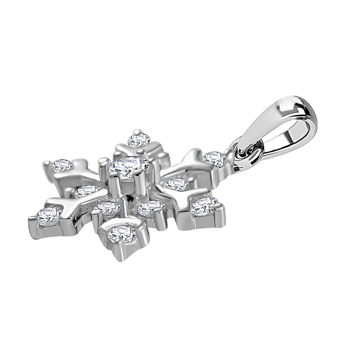 Cubic Zirconia Snowflake Pendant in Rhodium Overlay Sterling Silver 7681341 3