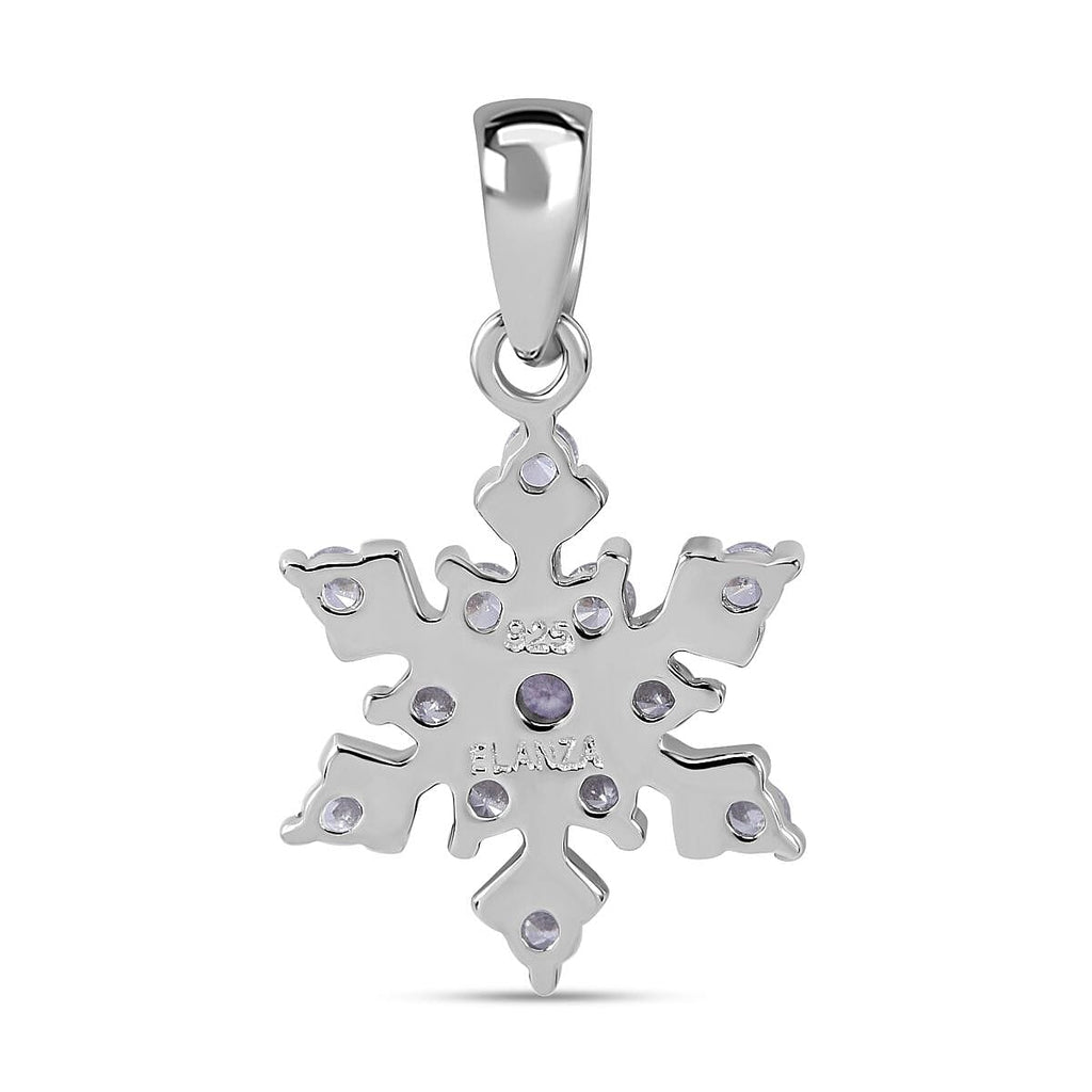 Cubic Zirconia Snowflake Pendant in Rhodium Overlay Sterling Silver