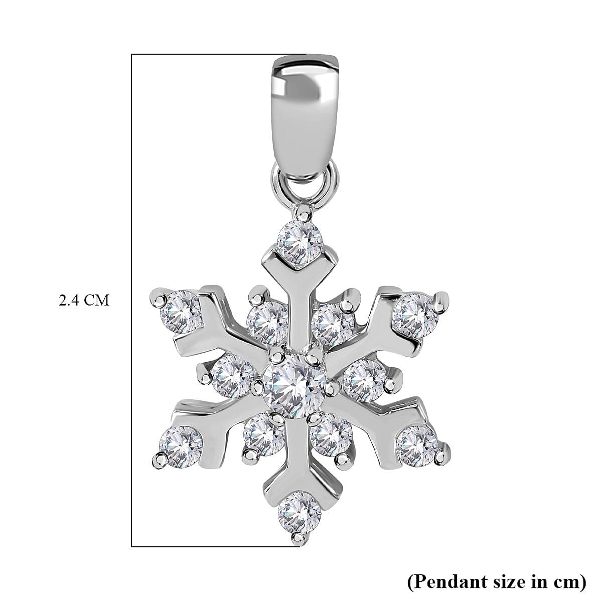 Cubic Zirconia Snowflake Pendant in Rhodium Overlay Sterling Silver 7681341 5
