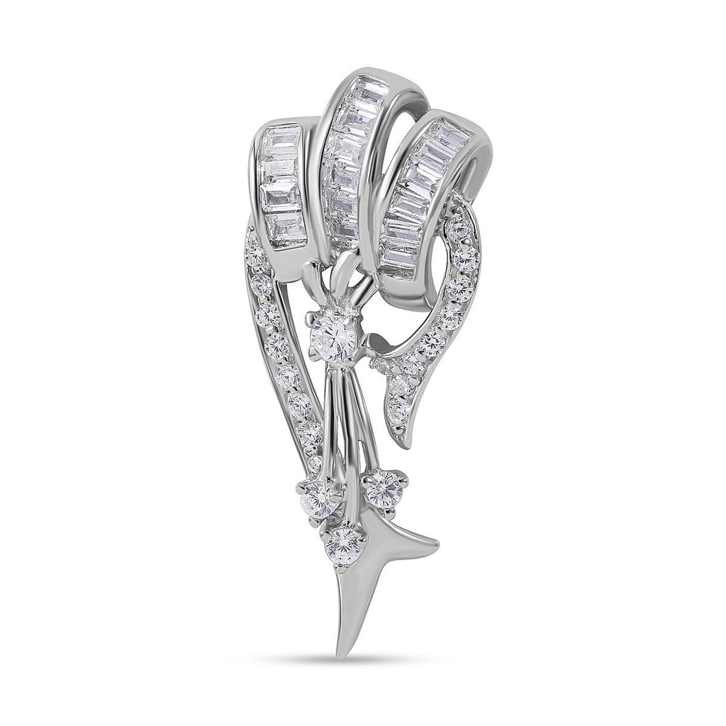 Cubic Zirconia Pendant in Rhodium Overlay Sterling Silver