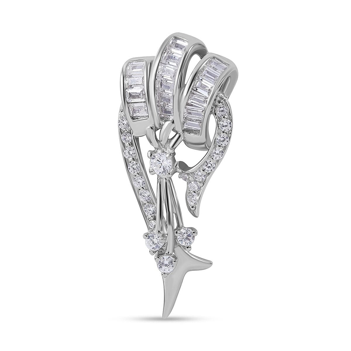 Cubic Zirconia Pendant in Rhodium Overlay Sterling Silver 7682117 0