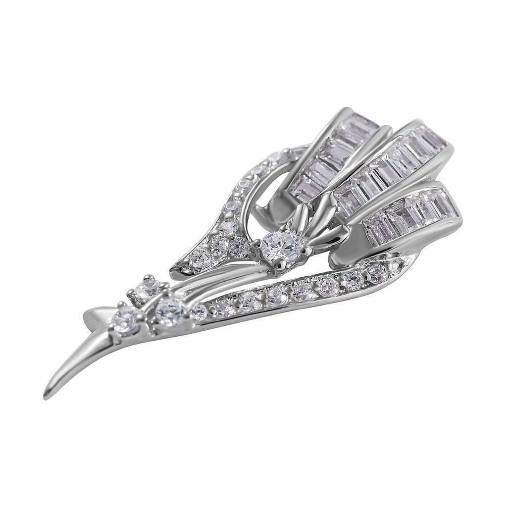Cubic Zirconia Pendant in Rhodium Overlay Sterling Silver