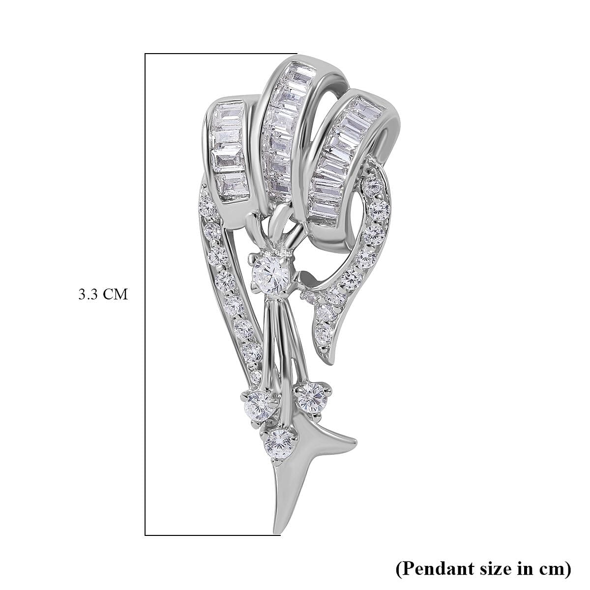 Cubic Zirconia Pendant in Rhodium Overlay Sterling Silver 7682117 6