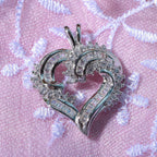 Cubic Zirconia Heart Pendant in Rhodium Overlay Sterling Silver