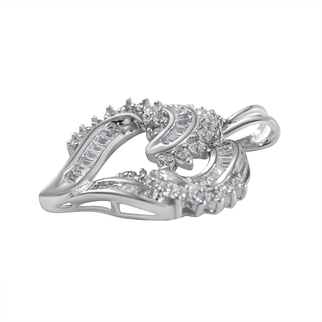 Cubic Zirconia Heart Pendant in Rhodium Overlay Sterling Silver