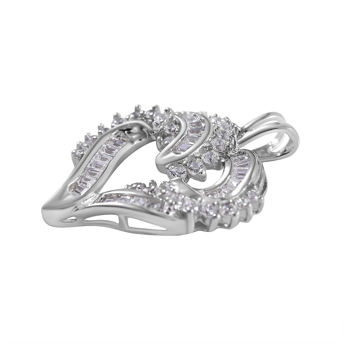 Cubic Zirconia Heart Pendant in Rhodium Overlay Sterling Silver 7682098 4