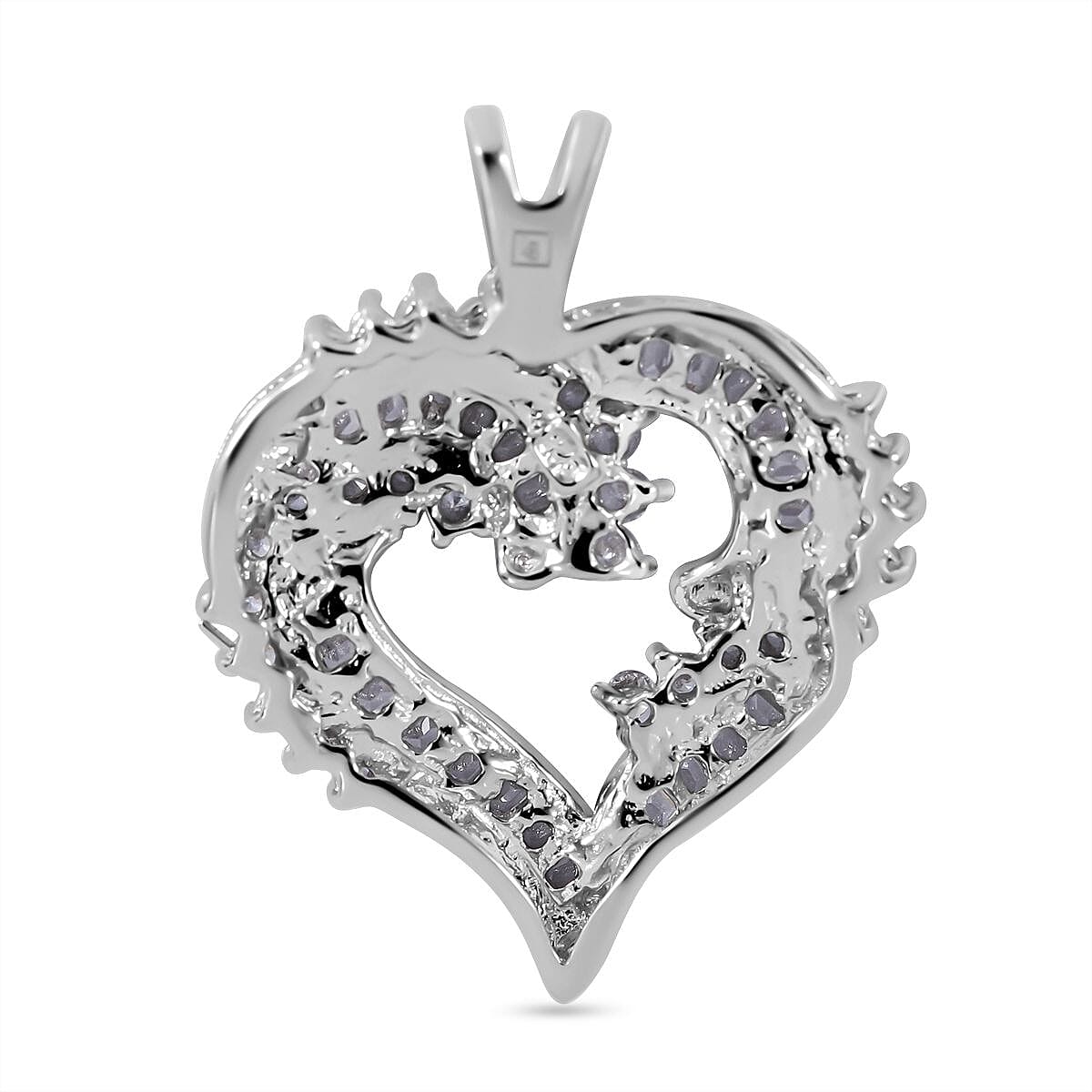 Cubic Zirconia Heart Pendant in Rhodium Overlay Sterling Silver 7682098 5