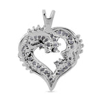 Cubic Zirconia Heart Pendant in Rhodium Overlay Sterling Silver