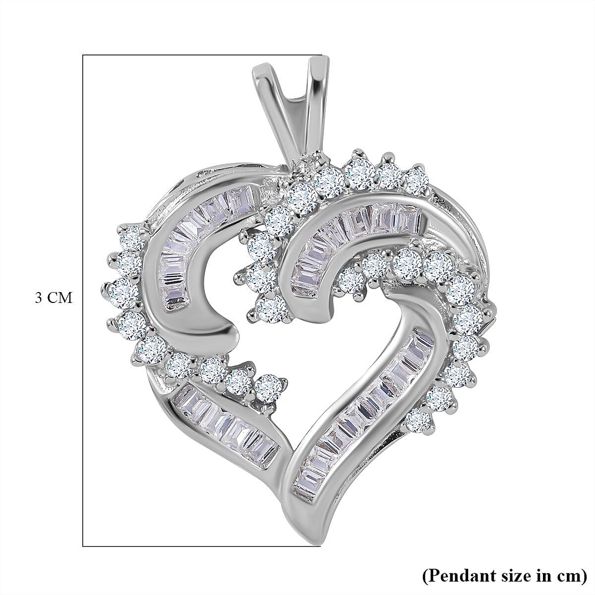 Cubic Zirconia Heart Pendant in Rhodium Overlay Sterling Silver 7682098 6