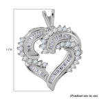 Cubic Zirconia Heart Pendant in Rhodium Overlay Sterling Silver