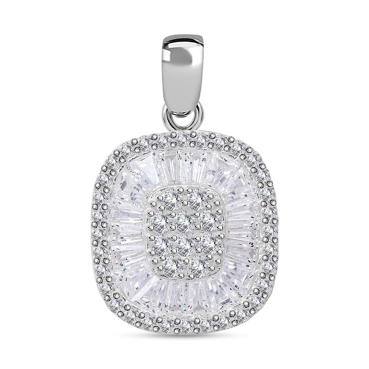Cubic Zirconia Cluster Pendant in Rhodium Overlay Sterling Silver 7682244 0