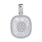 Cubic Zirconia Cluster Pendant in Rhodium Overlay Sterling Silver