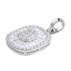 Cubic Zirconia Cluster Pendant in Rhodium Overlay Sterling Silver