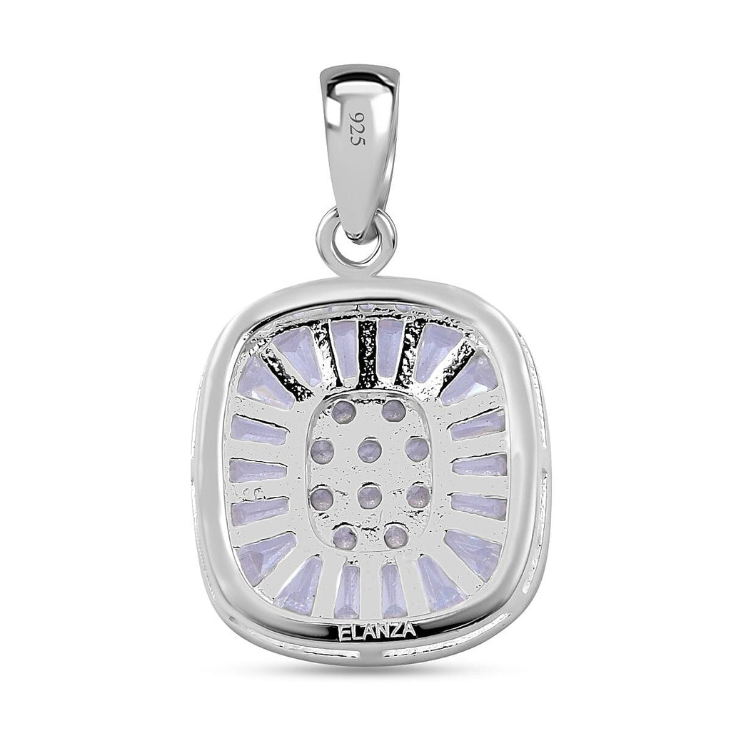 Cubic Zirconia Cluster Pendant in Rhodium Overlay Sterling Silver