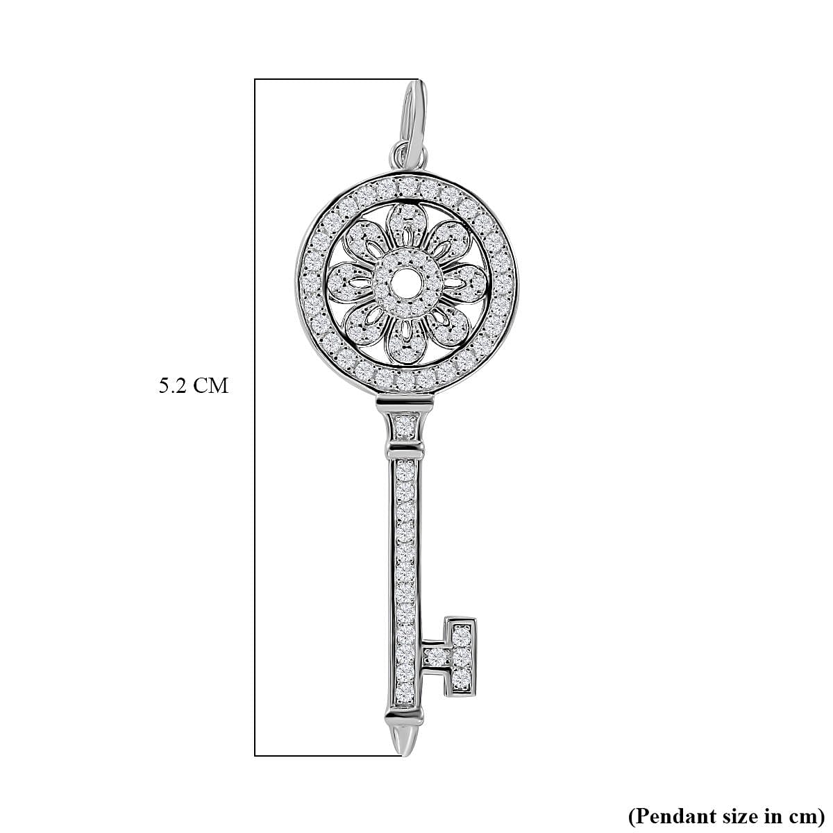 NY Closeout - Zirconia Key Pendant in Rhodium Overlay Sterling Silver 7682101 6