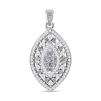 Cubic Zirconia (Marquee Cut) Pendant in Rhodium Overlay Sterling Silver