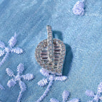 Lustro Stella - Cubic Zirconia Leaf Pendant in Rhodium Overlay Sterling Silver, Silver Wt 5.40 GM