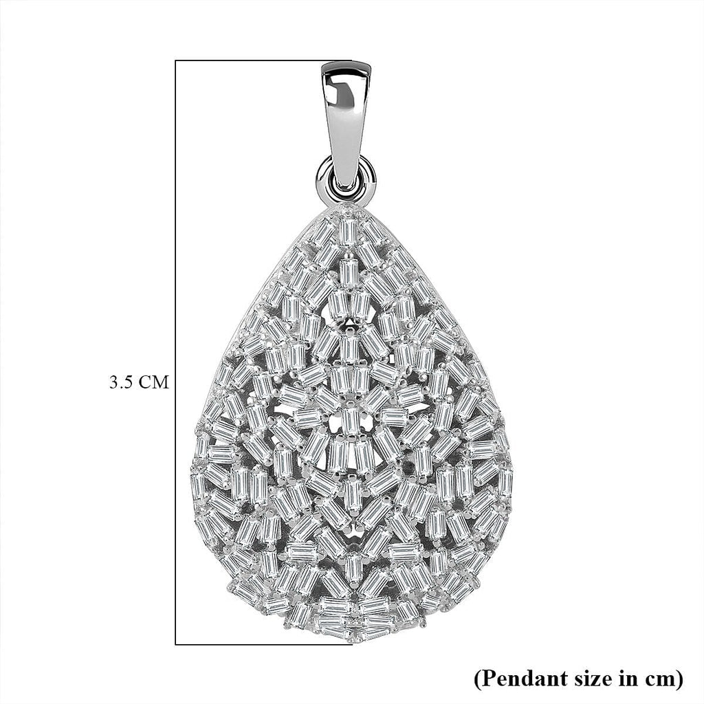 Red Carpet Collection- Fire Cracker Zirconia Pendant in Rhodium Overlay Sterling Silver