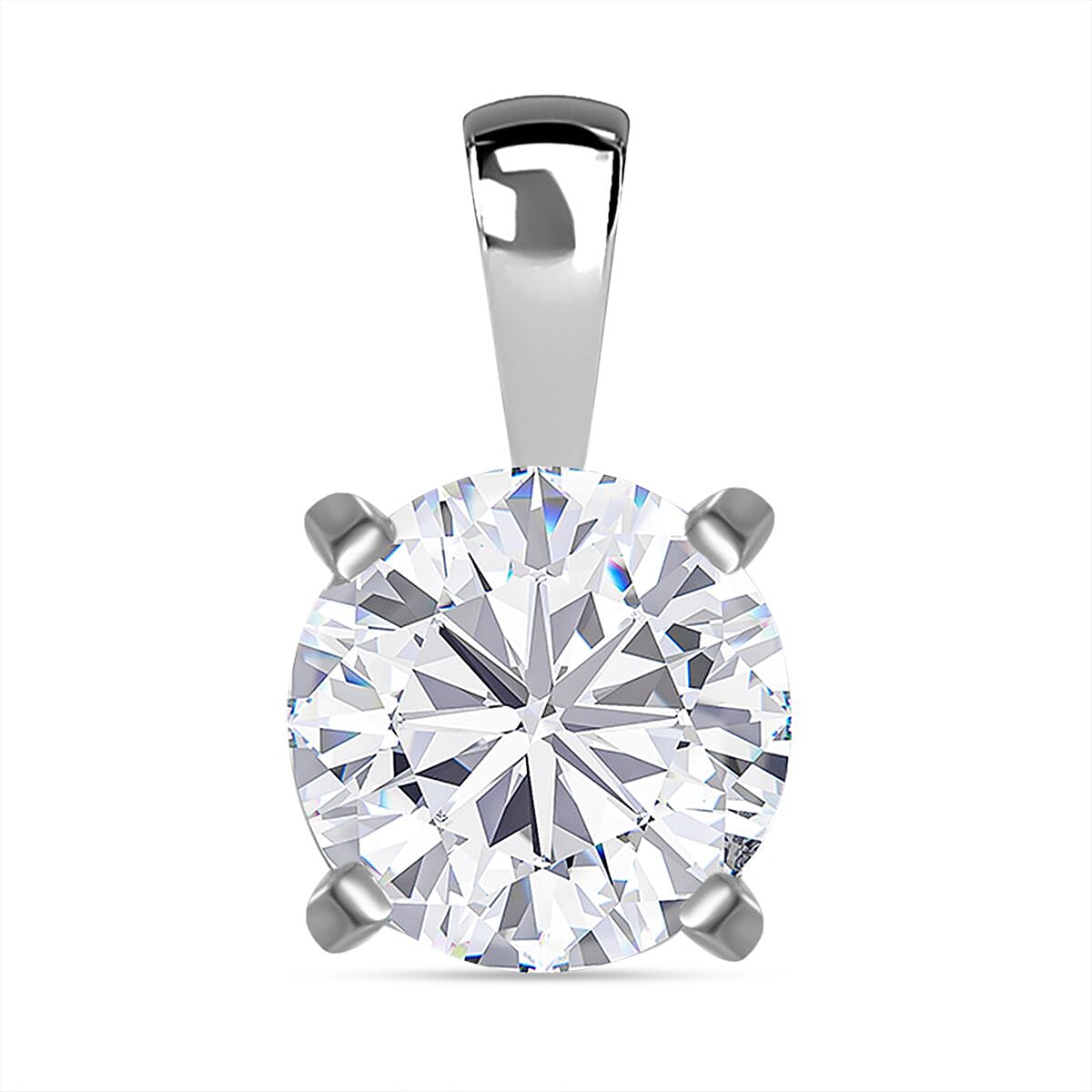 NY Close Out - Cubic Zirconia Solitaire Pendant in Rhodium Overlay Sterling Silver 7697810 0