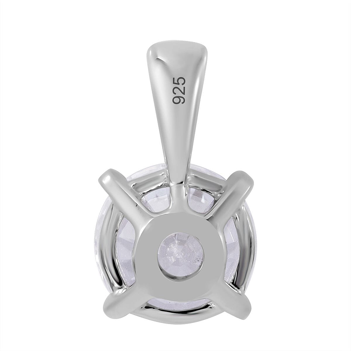 NY Close Out - Cubic Zirconia Solitaire Pendant in Rhodium Overlay Sterling Silver 7697810 5