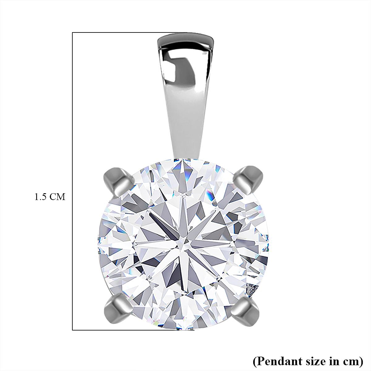 NY Close Out - Cubic Zirconia Solitaire Pendant in Rhodium Overlay Sterling Silver 7697810 6