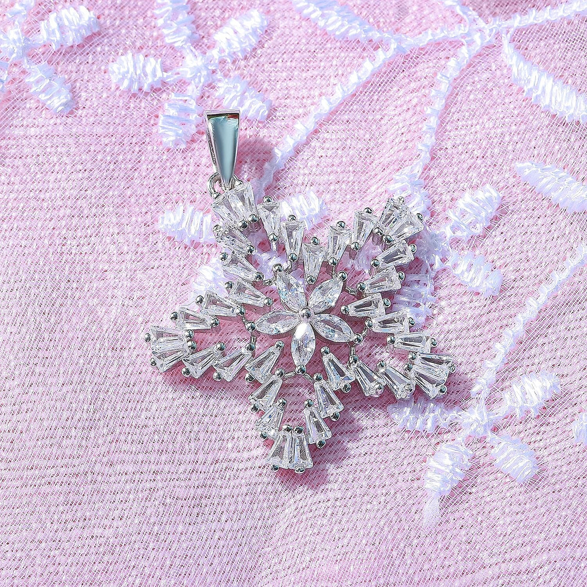 White Cubic Zirconia Star Pendant in Rhodium Overlay Sterling Silver 7681348 2