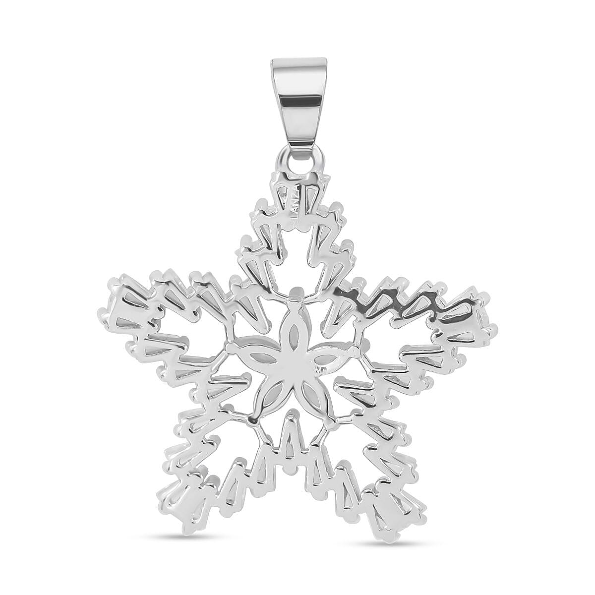 White Cubic Zirconia Star Pendant in Rhodium Overlay Sterling Silver 7681348 4