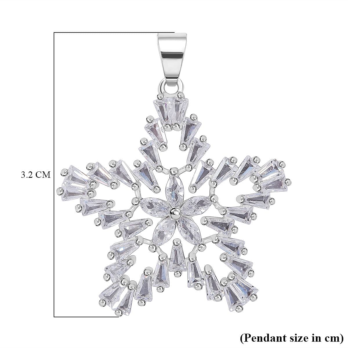 White Cubic Zirconia Star Pendant in Rhodium Overlay Sterling Silver 7681348 5