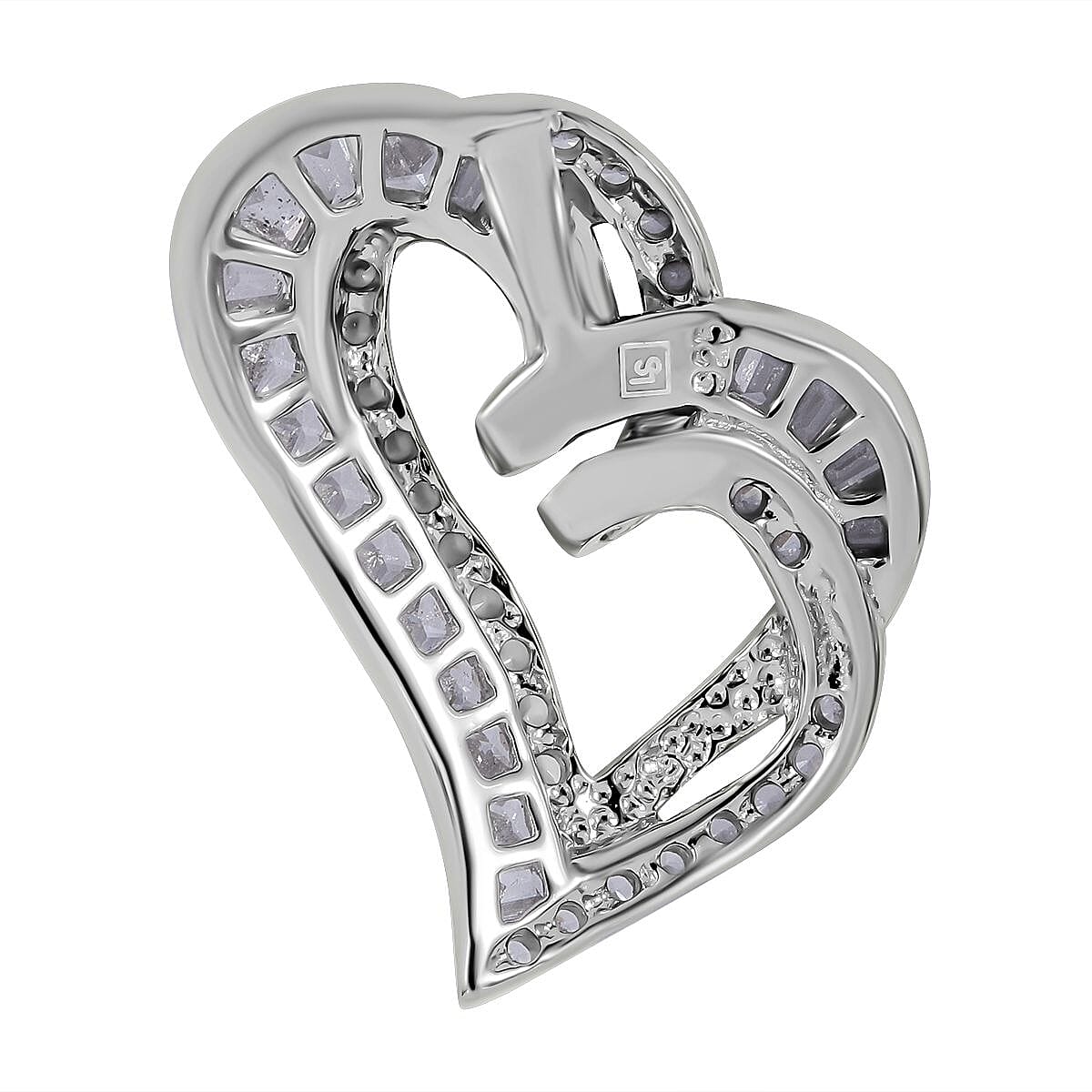 Cubic Zirconia Heart Pendant in Rhodium Overlay Sterling Silver 7682138 4
