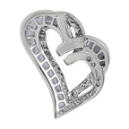Cubic Zirconia Heart Pendant in Rhodium Overlay Sterling Silver