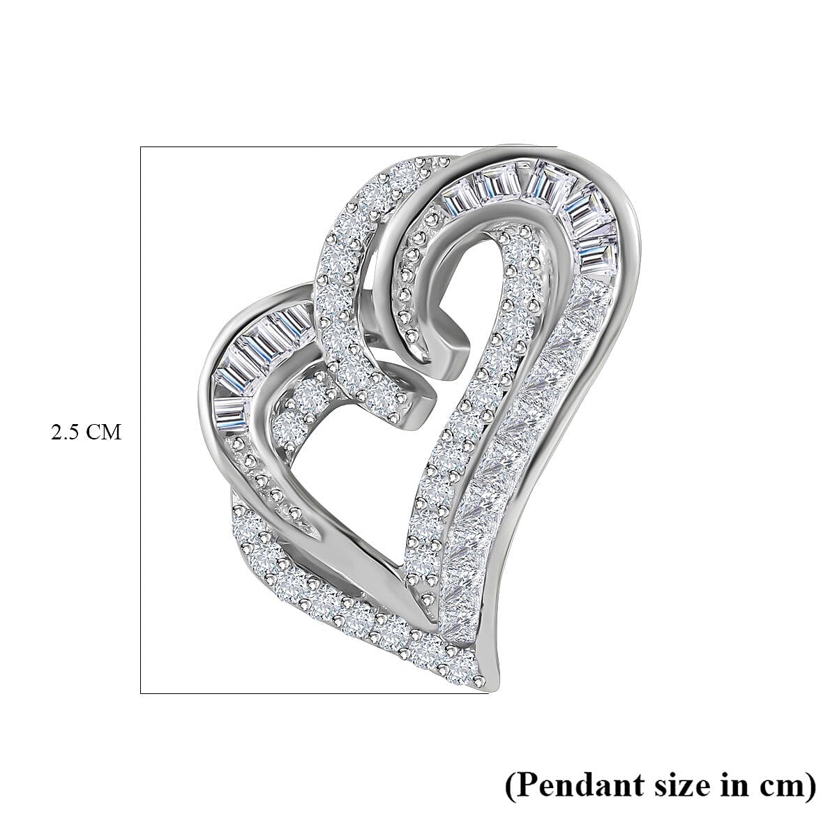 Cubic Zirconia Heart Pendant in Rhodium Overlay Sterling Silver 7682138 5