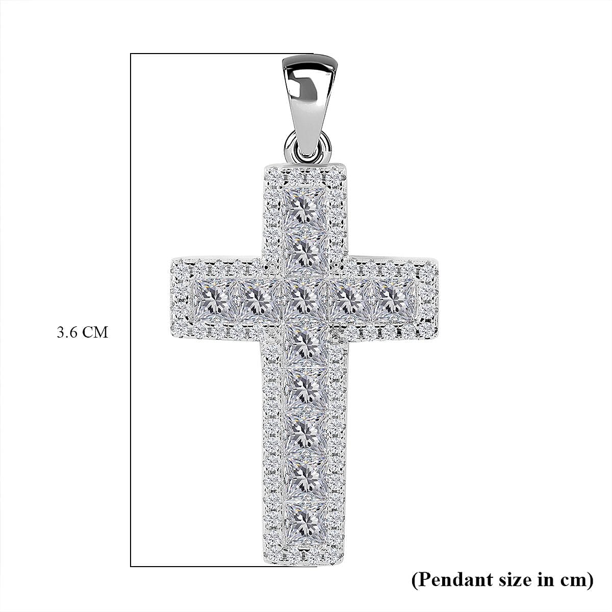 Cubic Zirconia Cross Pendant in Rhodium Overlay Sterling Silver 7727229 5