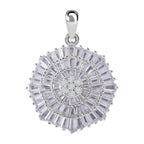 Cubic Zirconia Circle Pendant in Rhodium Overlay Sterling Silver