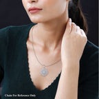 Cubic Zirconia Circle Pendant in Rhodium Overlay Sterling Silver