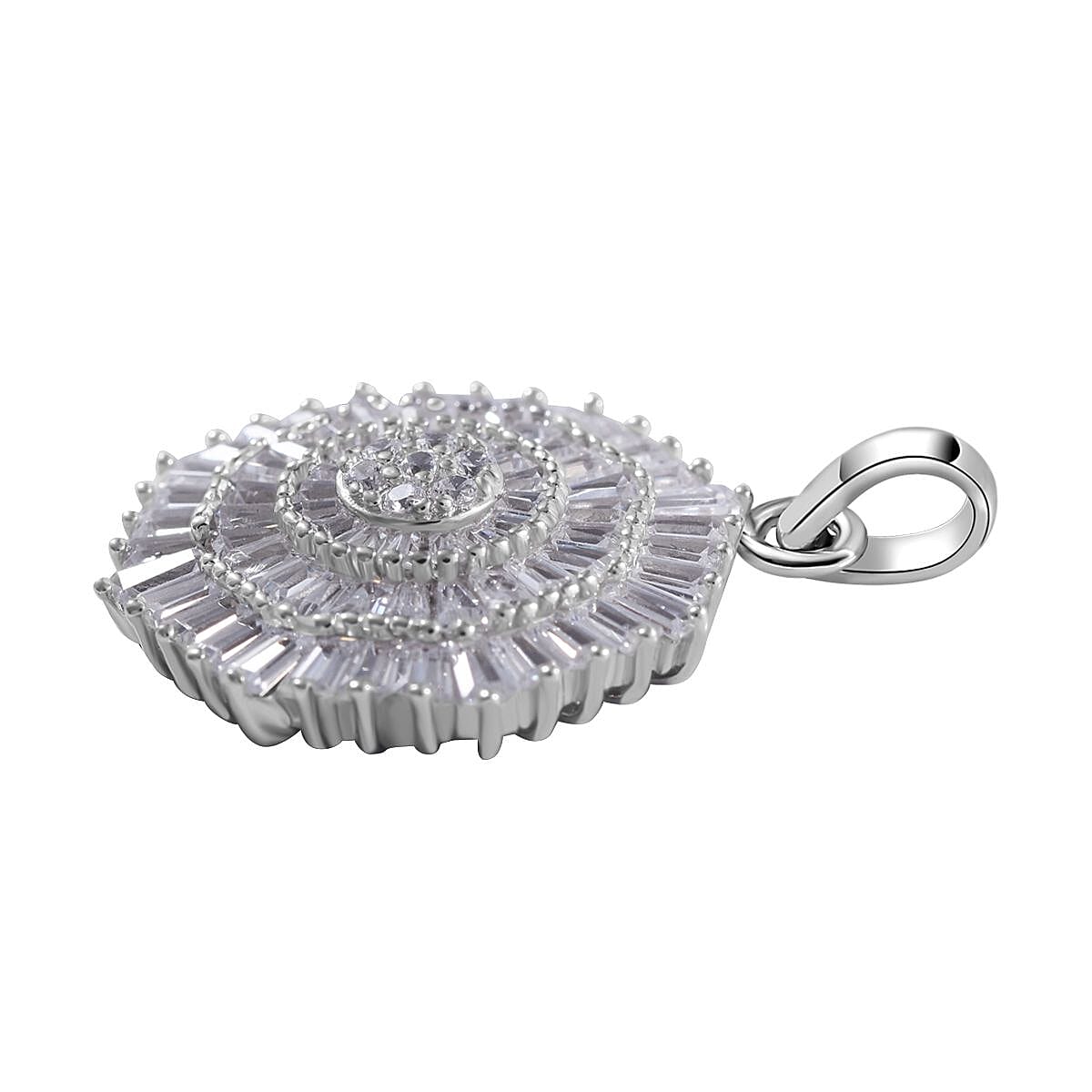 Cubic Zirconia Circle Pendant in Rhodium Overlay Sterling Silver 7682012 4
