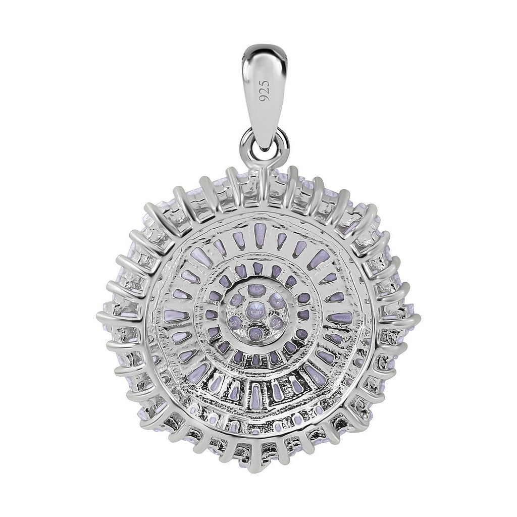 Cubic Zirconia Circle Pendant in Rhodium Overlay Sterling Silver