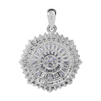 Cubic Zirconia Circle Pendant in Rhodium Overlay Sterling Silver