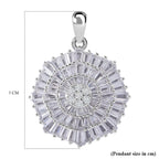 Cubic Zirconia Circle Pendant in Rhodium Overlay Sterling Silver