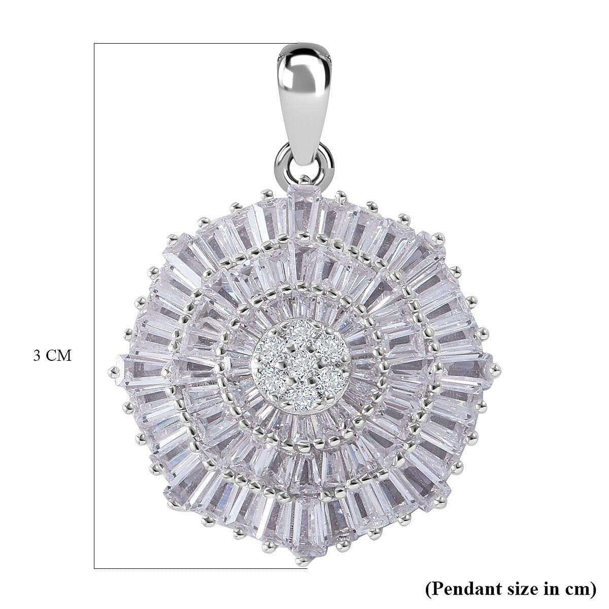 Cubic Zirconia Circle Pendant in Rhodium Overlay Sterling Silver 7682012 6