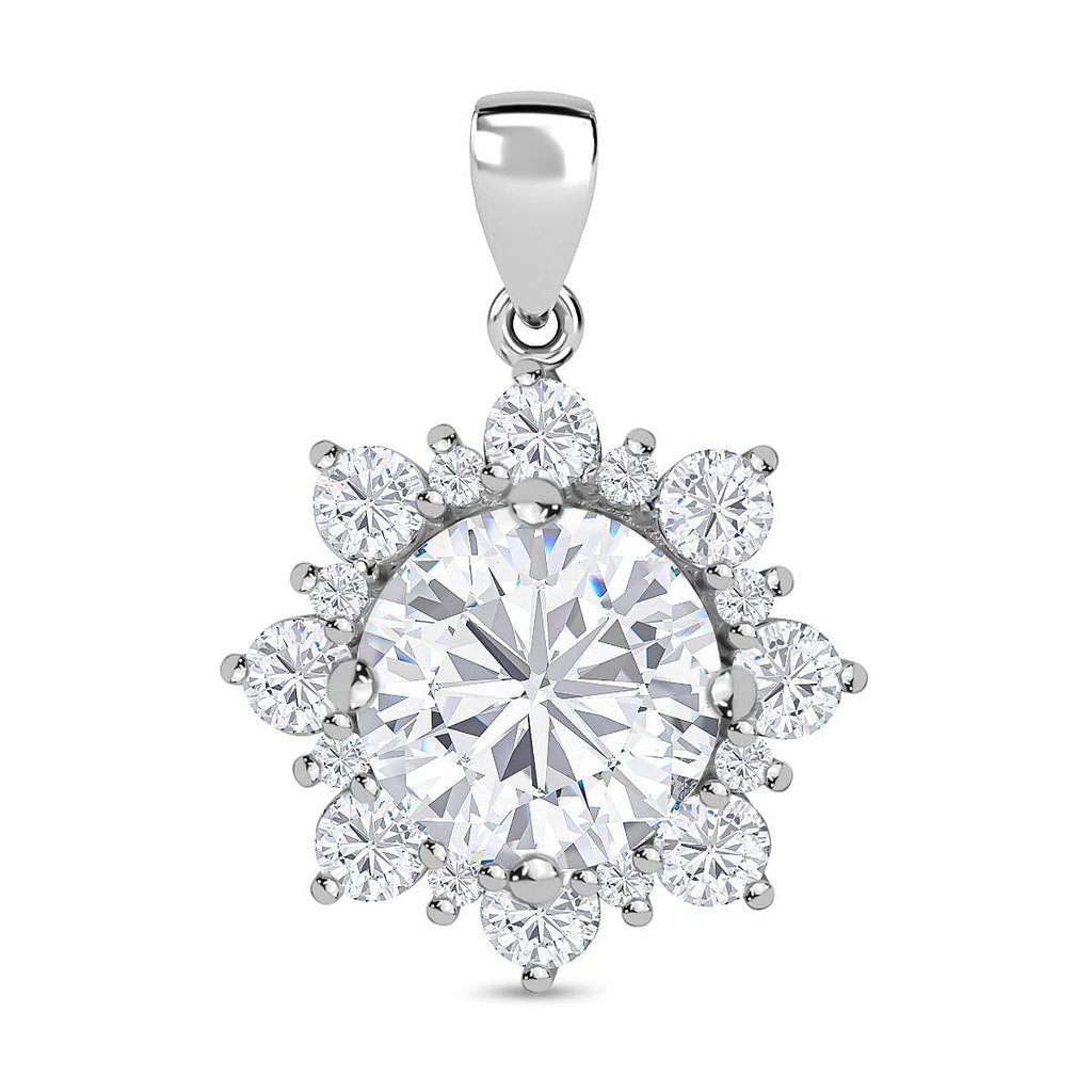NY Closeout - Cubic Zirconia Pendant in Rhodium Overlay Sterling Silver