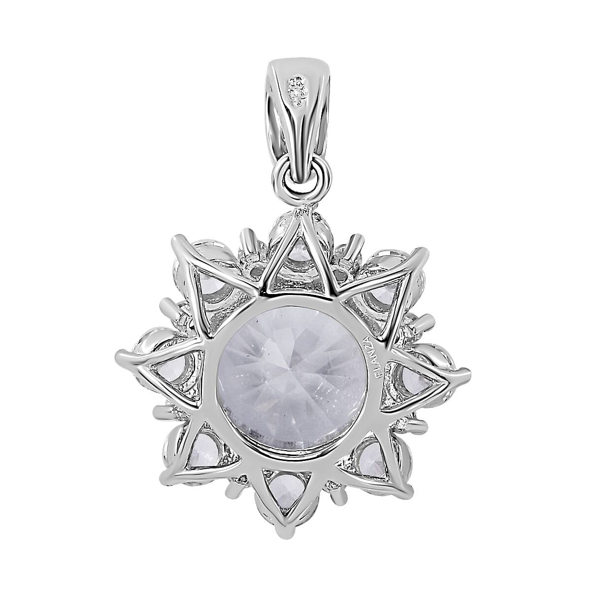 NY Closeout - Cubic Zirconia Halo Pendant in Rhodium Overlay Sterling Silver 8.67 Ct. 7681574 4