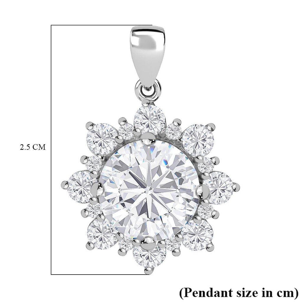 NY Closeout - Cubic Zirconia Pendant in Rhodium Overlay Sterling Silver