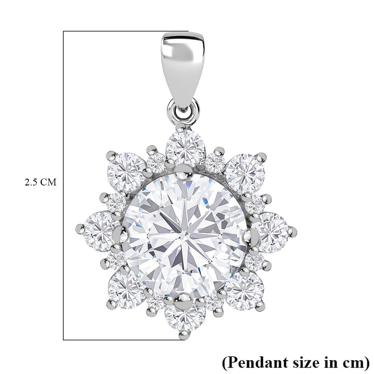 NY Closeout - Cubic Zirconia Halo Pendant in Rhodium Overlay Sterling Silver 8.67 Ct. 7681574 5
