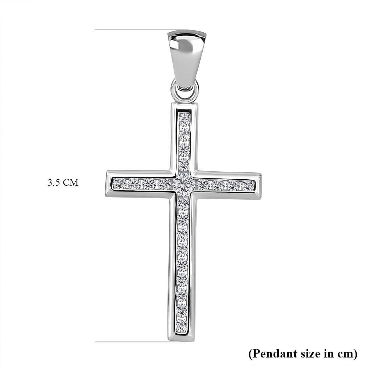 White Cubic Zirconia Cross Pendant in Rhodium Overlay Sterling Silver 0.57 Ct. V32757014 5