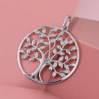 White Cubic Zirconia Pendant in Rhodium Overlay Sterling Silver