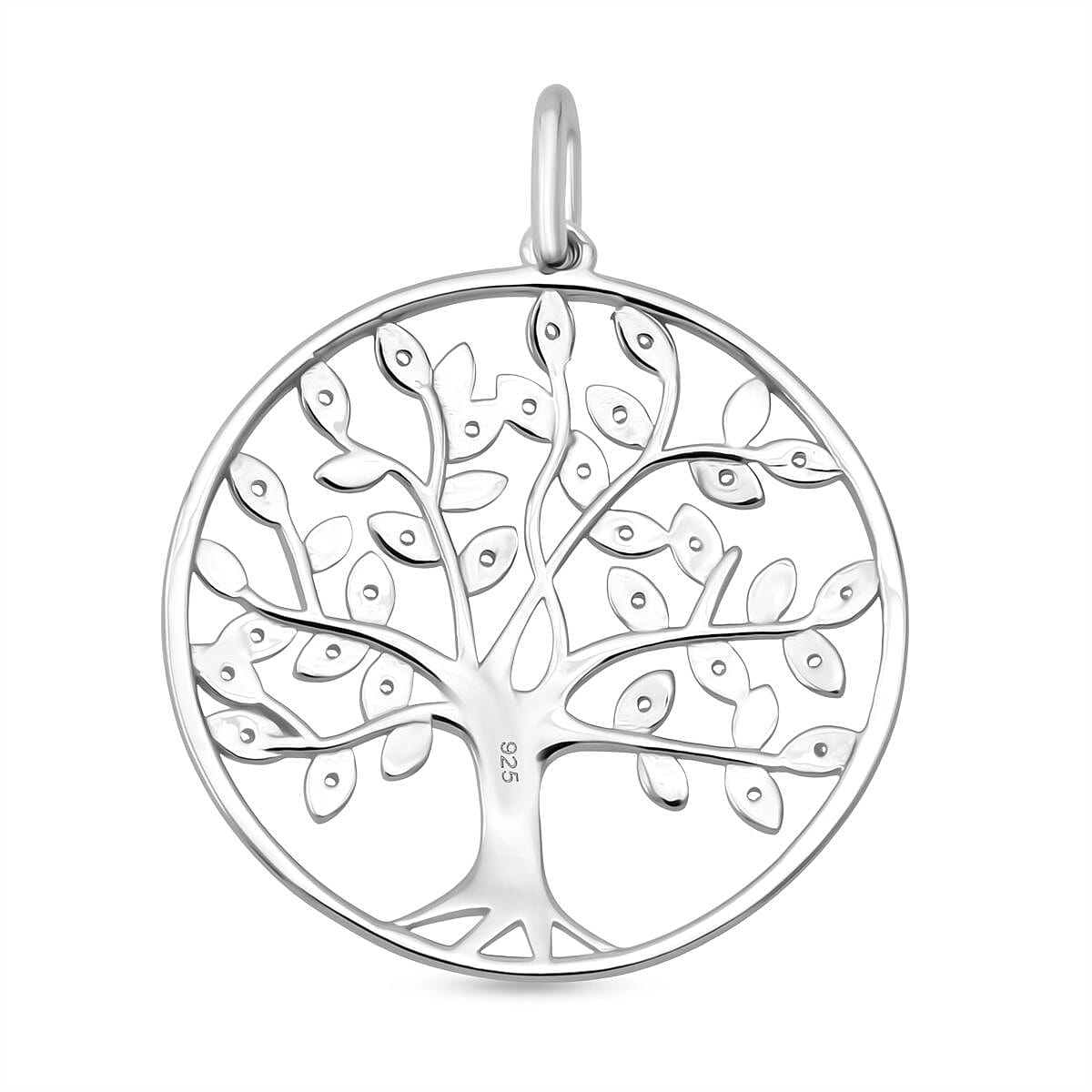 White Cubic Zirconia Tree Of Life Pendant in Rhodium Overlay Sterling Silver 0.34 Ct. 8236736 4