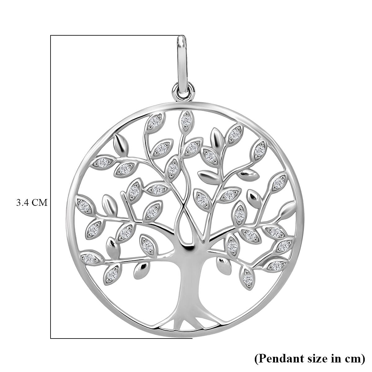 White Cubic Zirconia Tree Of Life Pendant in Rhodium Overlay Sterling Silver 0.34 Ct. 8236736 5