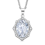 Simulated Diamond Pendant with Chain (Size 22 inch Including Extender) in Silver Tone